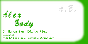 alex body business card